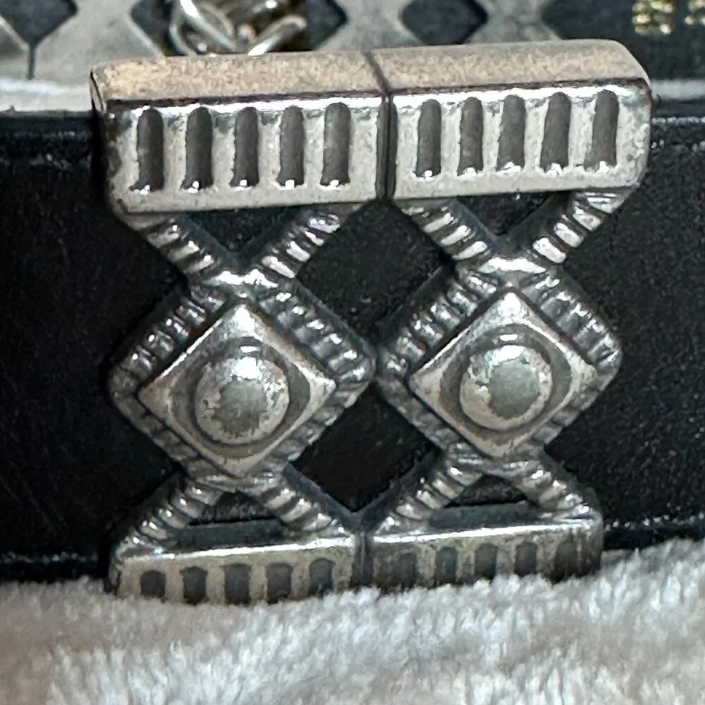 Chico's Black Leather Silver Tone Concho Southwestern Adjustable Belt Chain S/M